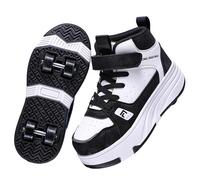 LIWLLIUA Scarpe con Rotelle Bambino Bambina Sportive Scarpe da Skateboard, Rotelle a Scomparsa Skateboard Sneakers Scarpe da Ginnastica da Pattini per Ragazzo e Ragazza 32-38 EU,833 Black,34 EU