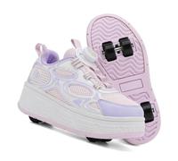 LIWLLIUA Scarpe con Rotelle Bambino Bambina Sportive Scarpe da Skateboard, Rotelle a Scomparsa Skateboard Sneakers Scarpe da Ginnastica da Pattini per Ragazzo e Ragazza 32-38 EU,209 Pink,37 EU