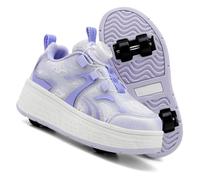 LIWLLIUA Scarpe con Rotelle Bambino Bambina Sportive Scarpe da Skateboard, Rotelle a Scomparsa Skateboard Sneakers Scarpe da Ginnastica da Pattini per Ragazzo e Ragazza 32-38 EU,206 Purple,37 EU