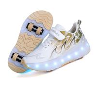LIWLLIUA Scarpe con Rotelle LED per Bambini e Bambine - Sneakers Regolabili con 4 Ruote Smontaggio per Pattini, attività Outdoor e Strada