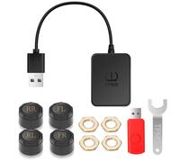 Liwogi - Sistema di monitoraggio della pressione dei pneumatici per auto con ricarica USB, per display di navigazione Android, strumento universale TPMS per la pressione degli pneumatici con 4 sensori
