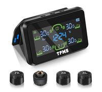 Liwogi TPMS di Monitoraggio della Pressione dei Pneumatici 4 Sensori | 22-87Psi Staccabile Ricarica Solare Wireless Sistema di Monitoraggio con Allarme, Display Dell'ora per Camper Van Auto
