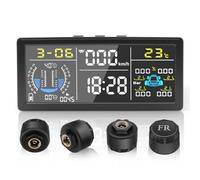 Liwogi TPMS Sistema Monitoraggio Pressione Gomme Multifunzionale, Rilevatore Controllo Pressione Pneumatici Ricarica Solare con Funzione di rilevamento altitudine Pendenza, altitudine per Camper Car