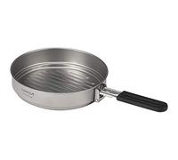 Lixada 1100ml Titanium Fry Pan Ultralight Grill Padella Antiaderente da Campeggio Pentole da Campeggio Backpacking Padella in Titanio con Maniglia Pieghevole, Outdoor Cooking Grill Padella