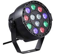 Lixada AC 90-240V Luci del Palcoscenico 12 LED RGBW Par Lights 8 Canali Miscelazione del Colore Luci di Scena con DMX Strobe e Modalità audio Attiva per Discoteca Festa Natale Wall Wash