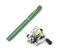 Lixada Attrezzatura da pesca, 1 m/1,4 m/1,6 m, pieghevole, set mini canne da pesca, 7 colori a forma di piuma piegata, con ruota a rulli, verde