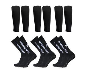 Lixada Calze da Calcio per Uomo Donne+Maniche al Polpaccio,Universale per Calze da Corsa Alto Elastico Traspirante per Il Calcio Ciclismo Maratona Arrampicata Bicicletta,1 Paio/3 Paio (Taglia: 39-46)