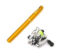 Lixada Canna da pesca con mulinello, mini penna, kit di canna da pesca telescopica, mulinello da spinning (oro, 1,4 m)