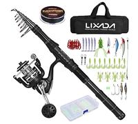 Lixada Canna da pesca telescopica e set mulinello con lenza da pesca, set di esche e accessori e borsa per il trasporto, ideale per viaggi, pesca in acqua salata e acqua dolce