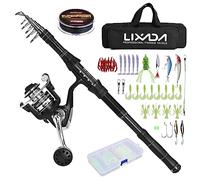 Lixada Canna da pesca telescopica e set mulinello con lenza da pesca, set di esche e accessori e borsa per il trasporto, ideale per viaggi, pesca in acqua salata e acqua dolce