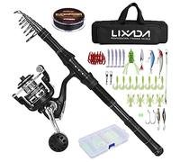 Lixada Canna da pesca telescopica e set mulinello con lenza da pesca, set di esche e accessori e borsa per il trasporto, ideale per viaggi, pesca in acqua salata e acqua dolce