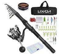 Lixada Canna da pesca telescopica e set mulinello con lenza da pesca, set di esche e accessori e borsa per il trasporto, ideale per viaggi, pesca in acqua salata e acqua dolce