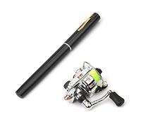 Lixada Combo Canna da Pesca e Mulinello Kit Mini Canna da Pesca Stile Penna Canna da Pesca Telescopica Mulinello Rotante Combo Kit (Nero, 1M)