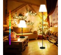 Lixada Lampada da terra solare per esterni, dimmerabile, con sensore di luce, luce bianca calda e RGB, impermeabile IP65, ricaricabile USB, lampada da terra a batteria per interni ed esterni, ideale