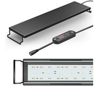 Lixada Luce per acquario a spettro completo, 18 W, LED per acquario con supporto estraibile, luminosità regolabile con controller esterno per acquari, acquari