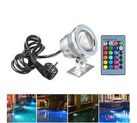 Lixada Luce Subacquea, AC85-265V 10W RGB LED, Lampada Sommergibile con Telecomando, 16 colori che Cambiano Flash/Strobe/Fade/Smooth 4 Effetti luce IP68 Water Proof,Argento