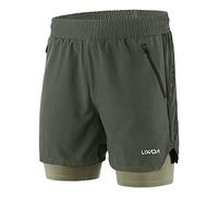 Lixada Men 2 in 1 Running Shorts Quick Drying Breathable Active Training Exercise Jogging Marathon Cycling Shorts
