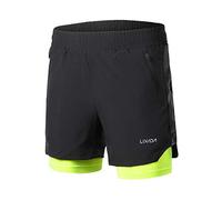 Lixada Men 2 in 1 Running Shorts Quick Drying Breathable Active Training Exercise Jogging Marathon Cycling Shorts