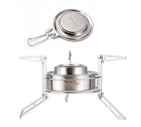 Lixada Mini fornello da Viaggio con bruciatore ad Alcool da 120 ml, Copertura antincendio e Supporto Pieghevole in Acciaio Inossidabile per Campeggio, Escursionismo, Allenamento di Sopravvivenza