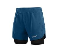 Lixada Pantaloncini da Corsa 2 in 1 da Uomo, ad Asciugatura Rapida, Traspiranti, con Scarpetta Lunga, Blu Scuro, XL
