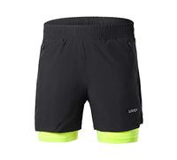 Lixada Pantaloncini da Corsa Uomo 2 in 1 ad Asciugatura Rapida Traspirante Esercizio Allenamento Attivo Pantaloncini da Jogging Maratona Sport con Tasche Senza Tasche 10 Colori S-XXL