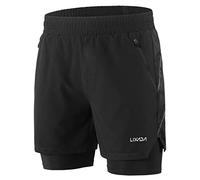 Lixada Pantaloncini da Running da Uomo 2 in 1, Pantaloni Sportivi con Rivestimento più Lungo Traspirante Asciugatura Rapida Cinturino Elastico per Allenamento Attivo Esercizio Jogging Maratona