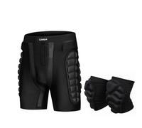 Lixada Pantaloncini da Sci da Esterno + Ginocchiere Set Skateboard Impermeabile Snowboard Sci per Donna Uomo