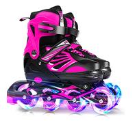 Lixada Pattini in Linea Regolabili per Bambini Confortevole con 8 Ruote Luminose Pattini a Rotelle Traspirante con Kit di Formazione per Ragazze Ragazzi Adulto Principianti, Taglia: 28-33/34-37/38-41