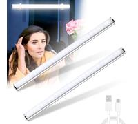 Lixada Set da 2 Lampade LED per Specchi da Maquillaggio, Ricaricabili via USB, con Base Adesiva, Lampada per Toletta con Controllo Tactile, Adatte a Specchi da Maquillaggio, Tolette, Armadietti,Armadi
