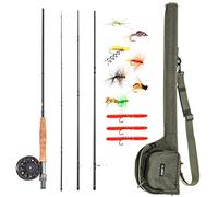 Lixada - Set di canna da pesca, 4 pezzi con manico in sughero e portacarelle in alluminio, canne da pesca, canne da mosca e mulinello da 9 piedi, con borsa per il trasporto (verde)