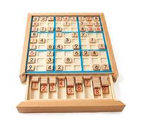 Lixada Set di Giochi di Sudoku di Legno con Cassetto Portatile Riutilizzabile Gioco da Tavolo Durevole per Adulti Bambini