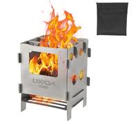 Lixada Stufa a legna in acciaio inox, per campeggio, campeggio, escursioni, picnic, barbecue, ecc. 8,2 x 8,1 x 11,6 cm