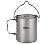 Lixada Ultralight Titanium Pot 750 ml Campeggio Padella Maniglia Pieghevole con Coperchio Esterno Portatile Campeggio Picnic Tazza di Acqua Tazza