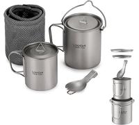 Lixada Ultralight Titanium - Tazza da acqua portatile in titanio, con coperchio e manico, pieghevole, per campeggio all'aperto, cucina pic-nic