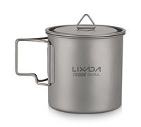 Lixada Ultralight Titanium - Tazza da acqua portatile in titanio, con coperchio e manico, pieghevole, per campeggio all'aperto, cucina pic-nic
