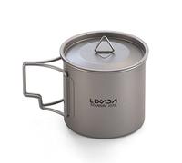 Lixada Ultralight Titanium - Tazza da acqua portatile in titanio, con coperchio e manico, pieghevole, per campeggio all'aperto, cucina pic-nic