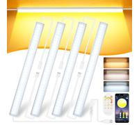 Lixida Luce per Armadio LED 4 in 1 con Controllo via Cavo/Telecomando/APP, 136 LEDs, Regolabile in Luminosità e 3 Temperaturre di Colore, USB Plug & Play + Cavo di Estensione da 1,2m per Cucina