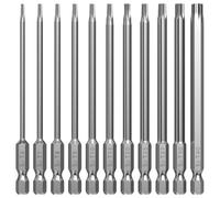 Lixiluxia 11 Pezzi Inserti per Cacciavite Torx Set, 100mm Inserti Lunghi per Avvitatore, Set di Punte per Cacciavite Elettrico, T6 T7 T8 T9 T10 T15 T20 T25 T27 T30 T40, Attacco Esagonale da 1/4"