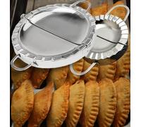 LIXIONG Set di 2 stampi per pasta di carne, grande pasta e sigillatura, argento, acciaio inossidabile, mezzaluna