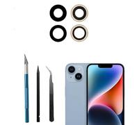 LiXiongBao Vetro di ricambio per obiettivo posteriore della fotocamera per iPhone 14/14 plus, kit di strumenti di riparazione di ricambio per obiettivo posteriore con adesivo