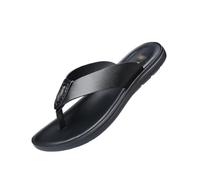 LIXIONGQUANLAL Bathroom slippers， Ciabatte da spiaggia morbide e antiscivolo, infradito estive da uomo in pelle,House slippers(Black,42 EU)