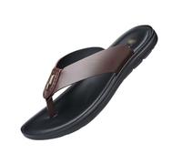 LIXIONGQUANLAL Bathroom slippers， Ciabatte da spiaggia morbide e antiscivolo, infradito estive da uomo in pelle,House slippers(Brown,43 EU)