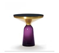 LIXIONGQUANLAL Side Table, Tavolino Rotondo Moderno con Base in Vetro for Camera da Letto, Soggiorno e Piccoli spazi,Nightstand(Purple)
