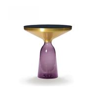 LIXIONGQUANLAL Side Table, Tavolino Rotondo Moderno con Base in Vetro for Camera da Letto, Soggiorno e Piccoli spazi,Nightstand(Light Purple)