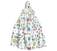 LIXLZH abstraction biology chemistry4, mantello con cappuccio, universale, per adulti, costume da strega, costume per Halloween, carnevale, nero, taglia unica