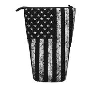 Lixlzh American Bald Eagle Camouflage Print Telescopico Standing Pencil Bag Poliestere Portapenne Cancelleria Office Organizer Box, Nero, Taglia Unica, Art Deco, Nero , Taglia unica, Art Deco