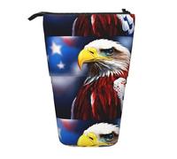 Lixlzh American Bald Eagle Stampa Aquila Calva Telescopica In Piedi Astuccio Portapenne Poliestere Cancelleria Ufficio Organizer Box, Nero, Taglia Unica, Art Deco, Nero , Taglia unica, Art Deco