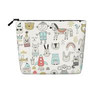 LIXLZH Animal Rabbit Fox Dee Print Portable Travel Cosmetic Makeup Pouch Bag Single Layer Makeup Organizer Zipper Pouch, Nero, Taglia Unica, Nero, Taglia Unica, Nero , Taglia unica