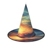LIXLZH arcobaleno cielo e luna Stampa Cappello Forniture per feste Accessori per costumi Maghi Masquerade Cappello di Halloween Cappello a punta