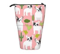 Lixlzh Astuccio telescopico con stampa di cactus e cane, in poliestere, portapenne, organizer per ufficio, colore nero, taglia unica, Art Deco, Nero , Taglia unica, Art Deco